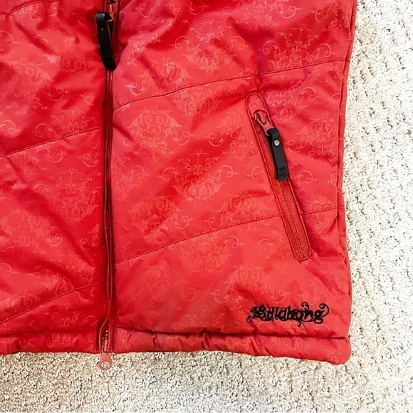 Billabong Hooded Puffer Vest Winter Vest Faux Fur Trim Burnt Orange Sz M Outdoor - Picture 4 of 12
